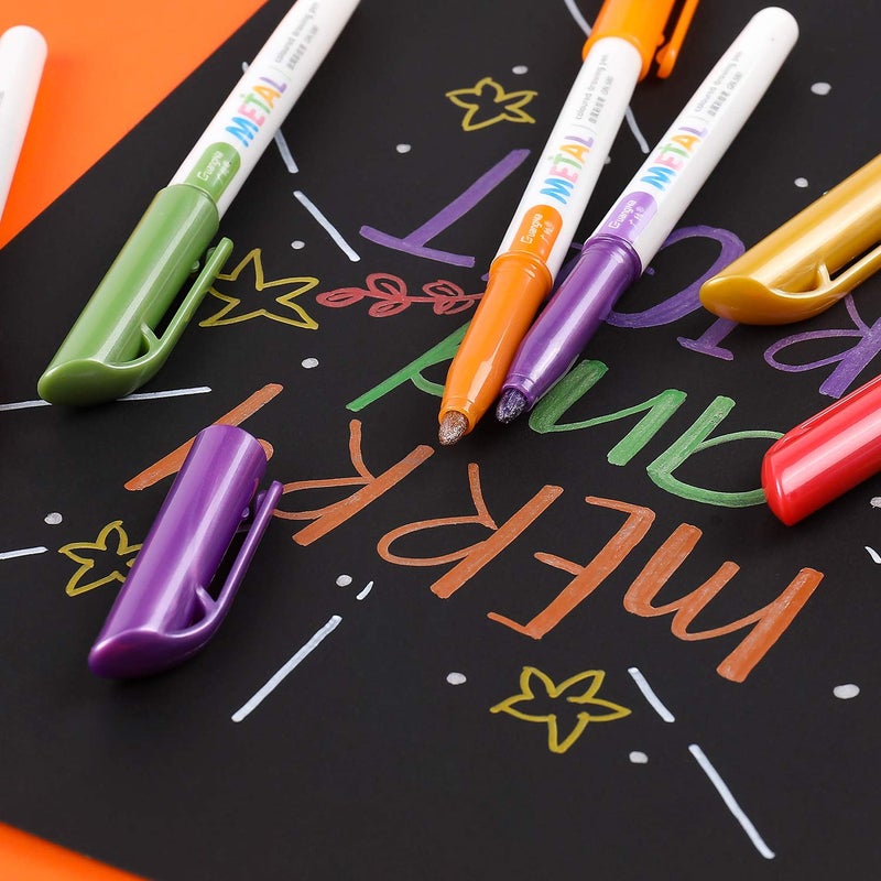 Sunshilor Metallic Markers Medium Point Metallic Marker Pens for Black Paper, Rock Painting, Easter Egg, Halloween Pumpkin, Card Making, Signature, Craft, Set of 12 - Image 4
